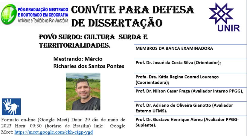 Convite Defesa de Dissertação - Márcio Richarles dos Santos Pontes